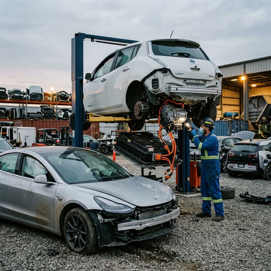 Electric Cars in Junkyards: EV Parts You Can (and Cannot) Safely Pull