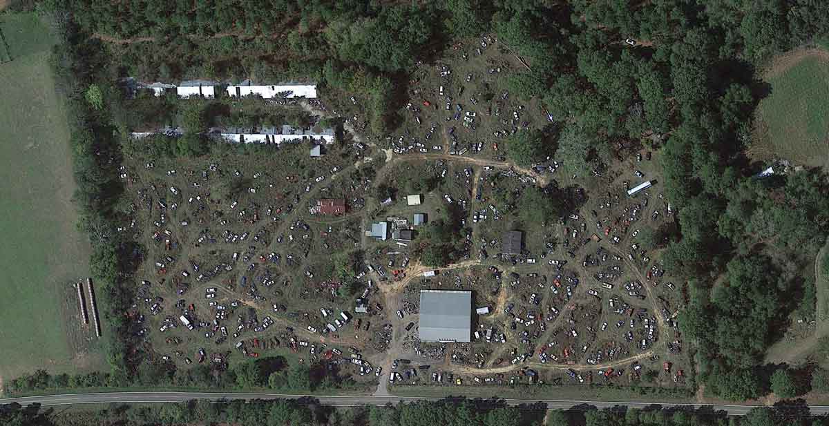 Aerial view of Martin's Auto Salvage at 1255 McKenzie Rd, Montezuma, GA 31063