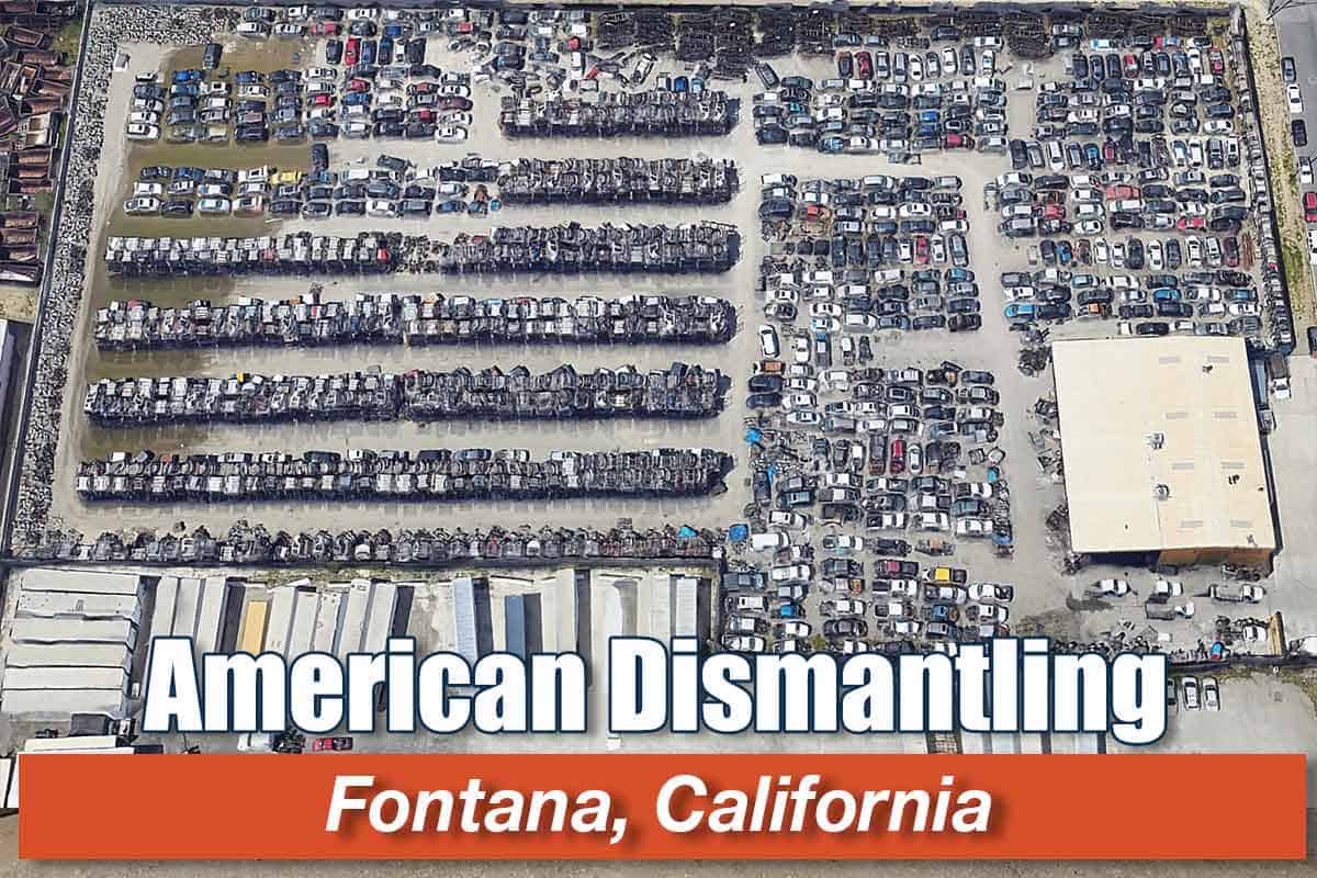 Aerial view of Inside the yard American Dismantling at 15303 Arrow Route, Fontana, CA 92335
