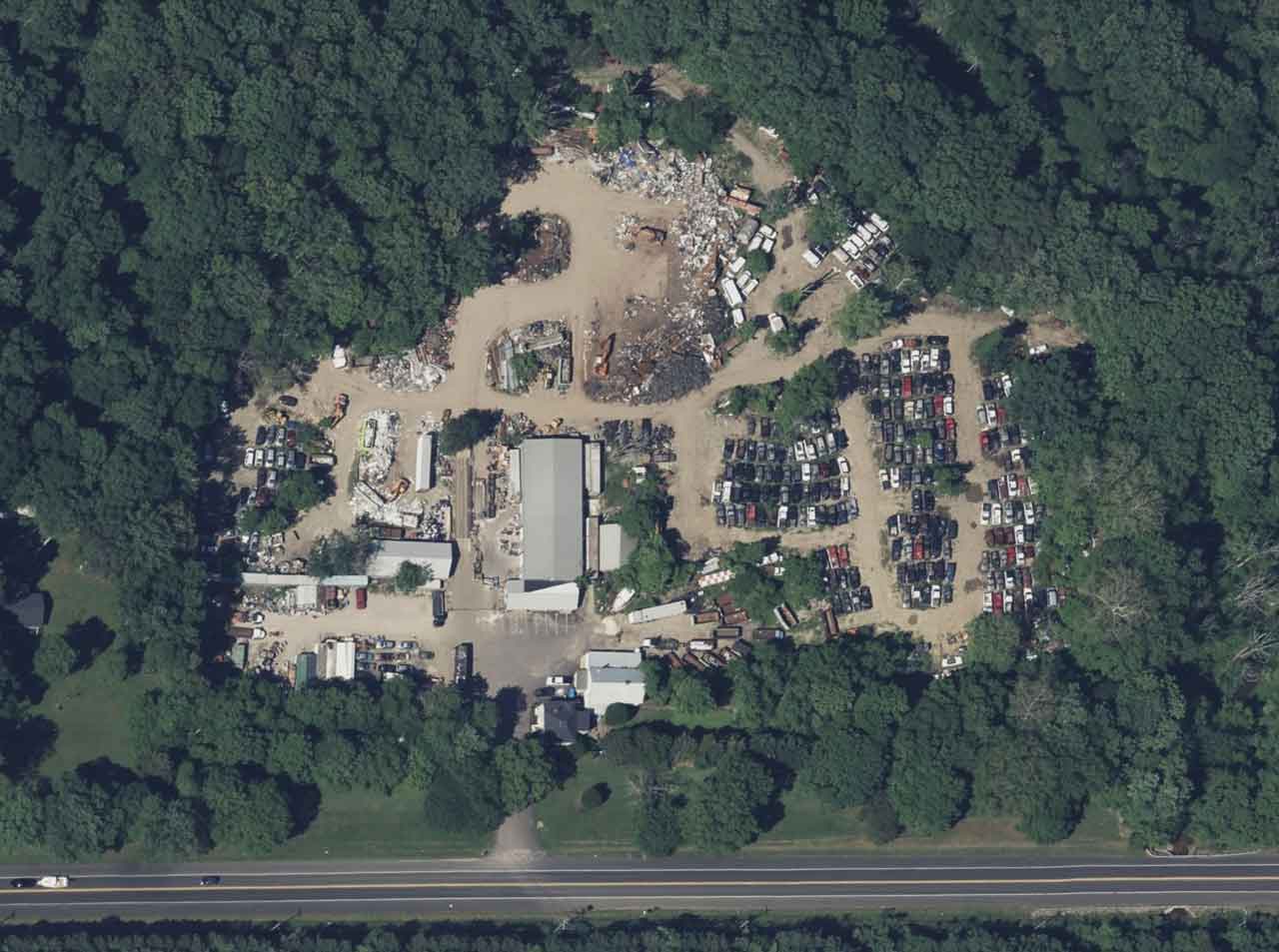Aerial view of Bennett & Cohey Junk Yard at 5639 Church Hill Rd, Chestertown, MD 21620