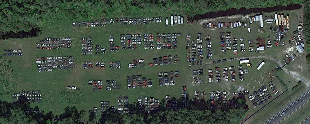 Aerial view of A & W Used Auto Parts at 4054 Memorial Dr, Waycross, GA 31503