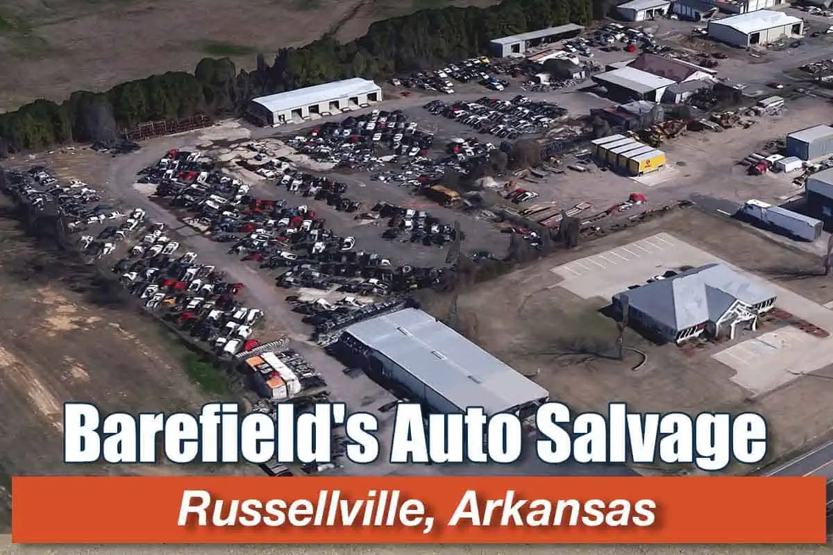 Aerial view of Barefield's Auto Salvage at 3316 Bernice Ave, Russellville, AR 72802