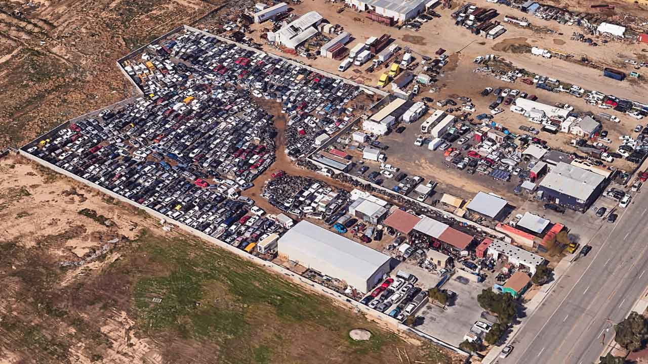 Aerial view of AA2 Auto Salvage and Recycling at 45509 Division St, Lancaster, CA 93535