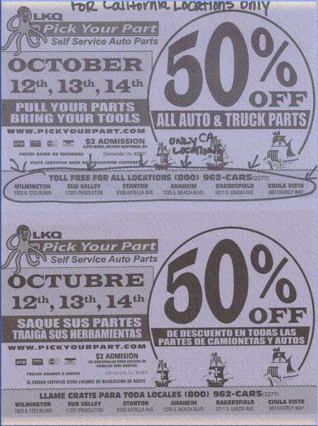 OCTOBER FEST 50% OFF CALIFORNIA JUNKYARDS