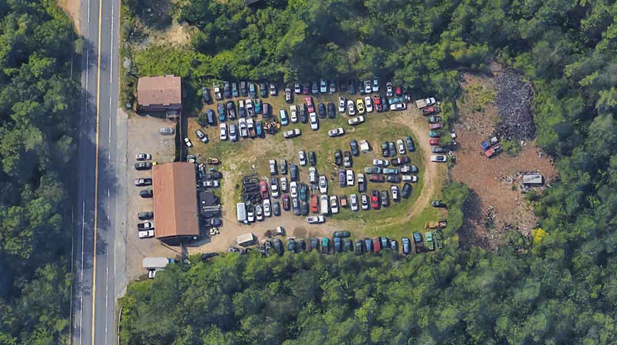 Aerial view of 114 Auto Salvage - Cash For Junk Cars at 297 N Main St, Middleton, MA 01949