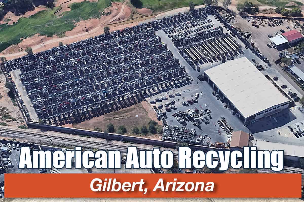 Aerial view of American Auto Recycling at 117 E Baseline Rd, Gilbert, AZ 85233