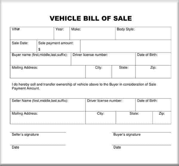 Car Bill Of Sale